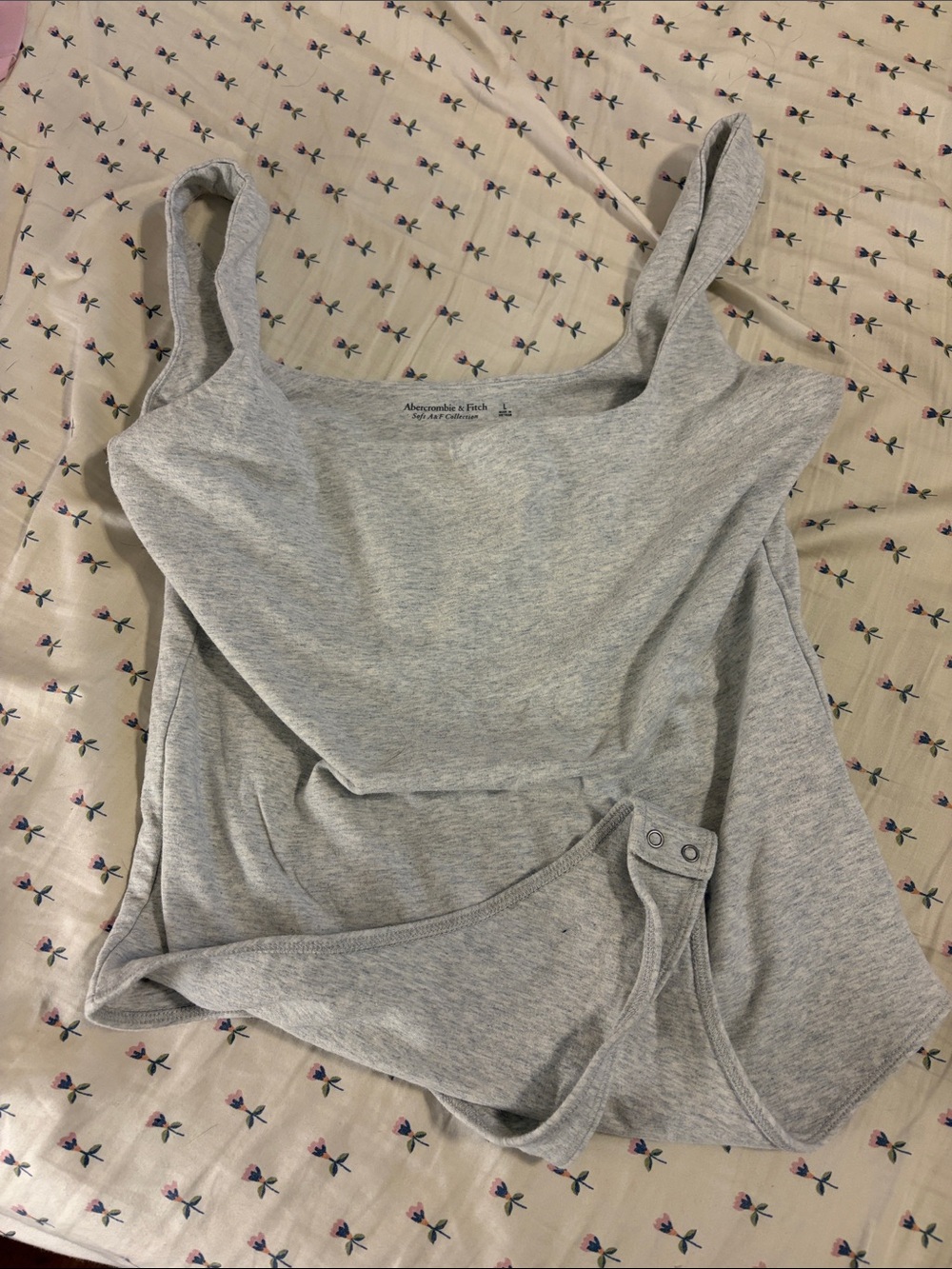Abercrombie & Fitch Light Heather Gray square neck bodysuit